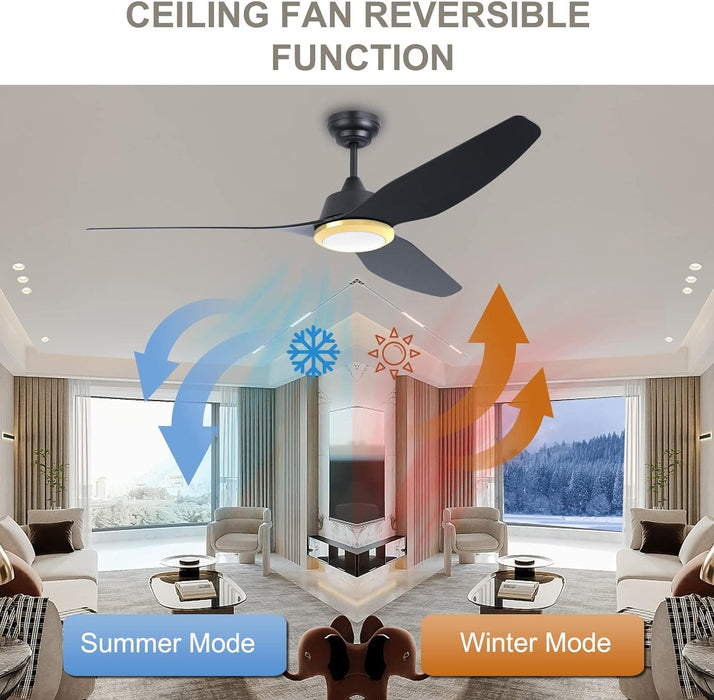 56 in. Smart Indoor Outdoor Reversible Quiet Ceiling Fan with Light and Remote, 3 Blade Modern White Ceiling Fan for Bedroom Living Room Patio-19-ErisView
