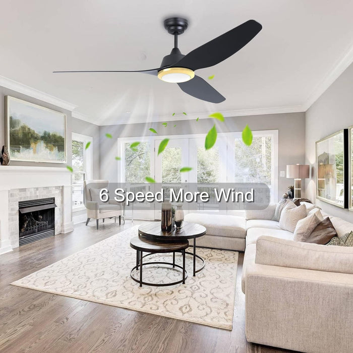 56 in. Smart Indoor Outdoor Reversible Quiet Ceiling Fan with Light and Remote, 3 Blade Modern White Ceiling Fan for Bedroom Living Room Patio-21-ErisView