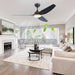 56 in. Smart Indoor Outdoor Reversible Quiet Ceiling Fan with Light and Remote, 3 Blade Modern White Ceiling Fan for Bedroom Living Room Patio-21-ErisView
