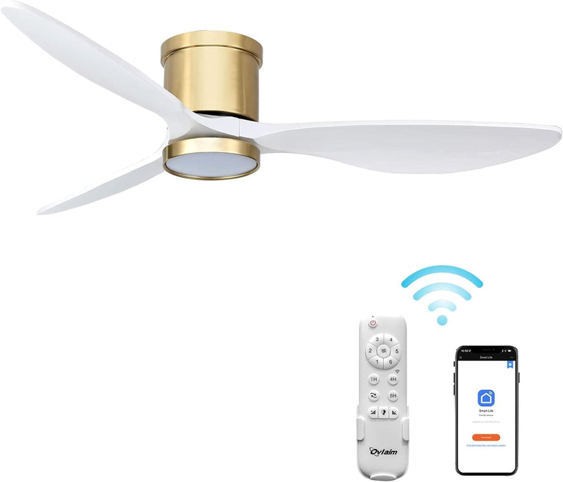 56 in. Smart Indoor Outdoor Reversible Quiet Ceiling Fan with Light and Remote, 3 Blade Modern White Ceiling Fan for Bedroom Living Room Patio-22-ErisView