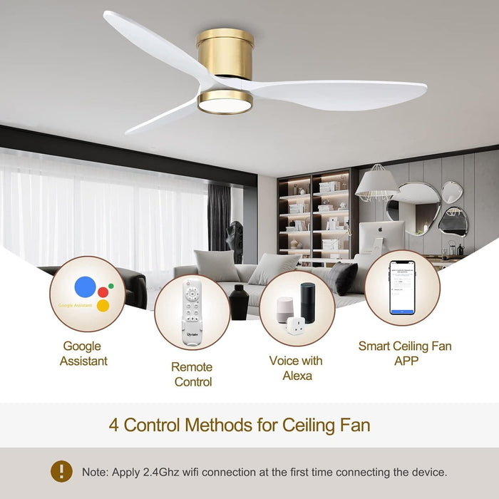56 in. Smart Indoor Outdoor Reversible Quiet Ceiling Fan with Light and Remote, 3 Blade Modern White Ceiling Fan for Bedroom Living Room Patio-23-ErisView