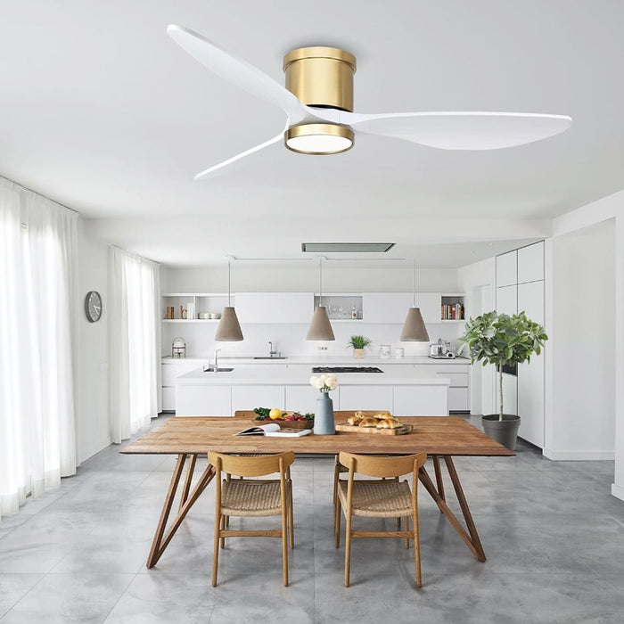 56 in. Smart Indoor Outdoor Reversible Quiet Ceiling Fan with Light and Remote, 3 Blade Modern White Ceiling Fan for Bedroom Living Room Patio-28-ErisView