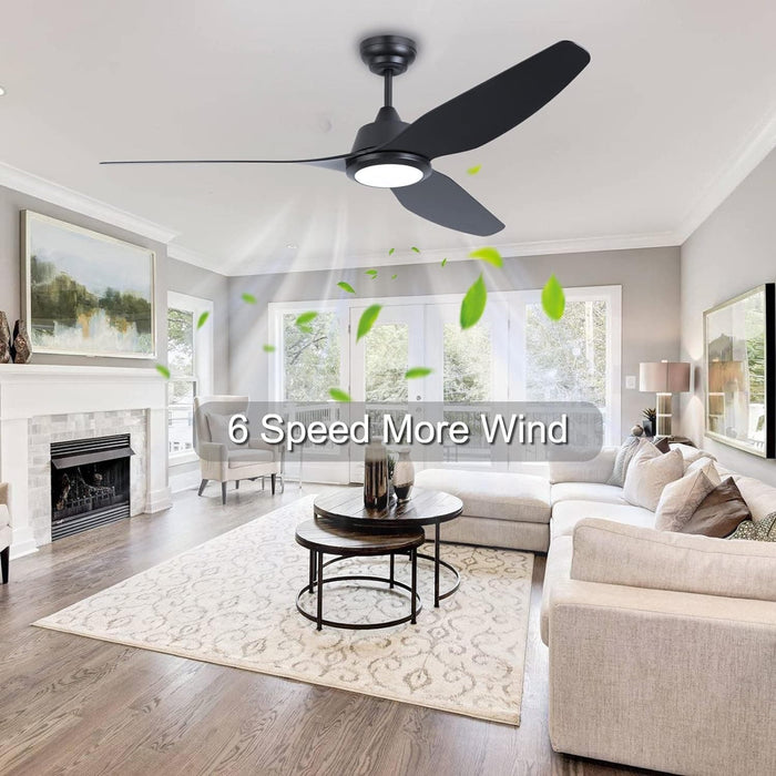 56 in. Smart Indoor Outdoor Reversible Quiet Ceiling Fan with Light and Remote, 3 Blade Modern White Ceiling Fan for Bedroom Living Room Patio-9-ErisView