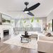56 in. Smart Indoor Outdoor Reversible Quiet Ceiling Fan with Light and Remote, 3 Blade Modern White Ceiling Fan for Bedroom Living Room Patio-9-ErisView