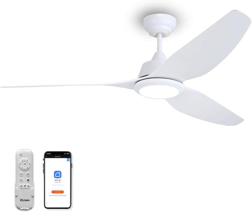56 in. Smart Indoor Outdoor Reversible Quiet Ceiling Fan with Light and Remote, 3 Blade Modern White Ceiling Fan for Bedroom Living Room Patio-1-ErisView