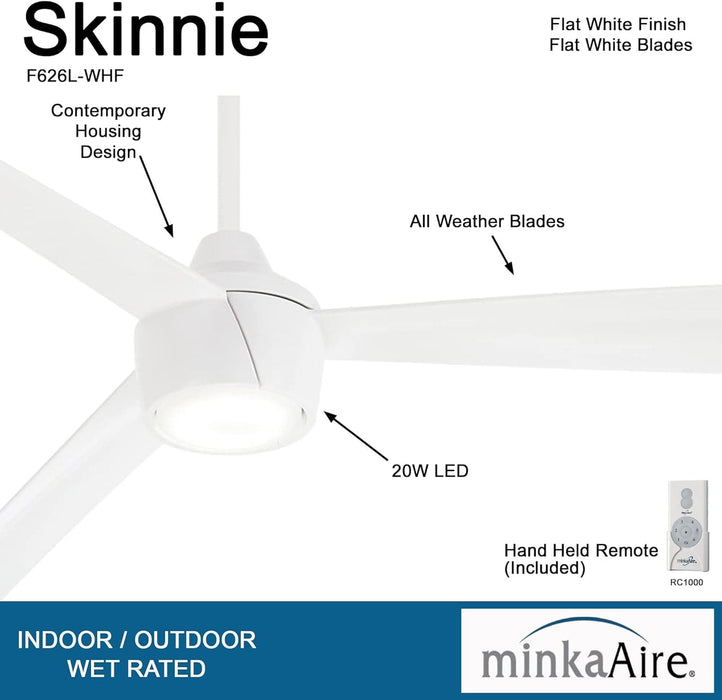 56 in. White Ceiling Fan with Recessed Ceiling Fan LED Light, Flat Ceiling Fans-2-ErisView