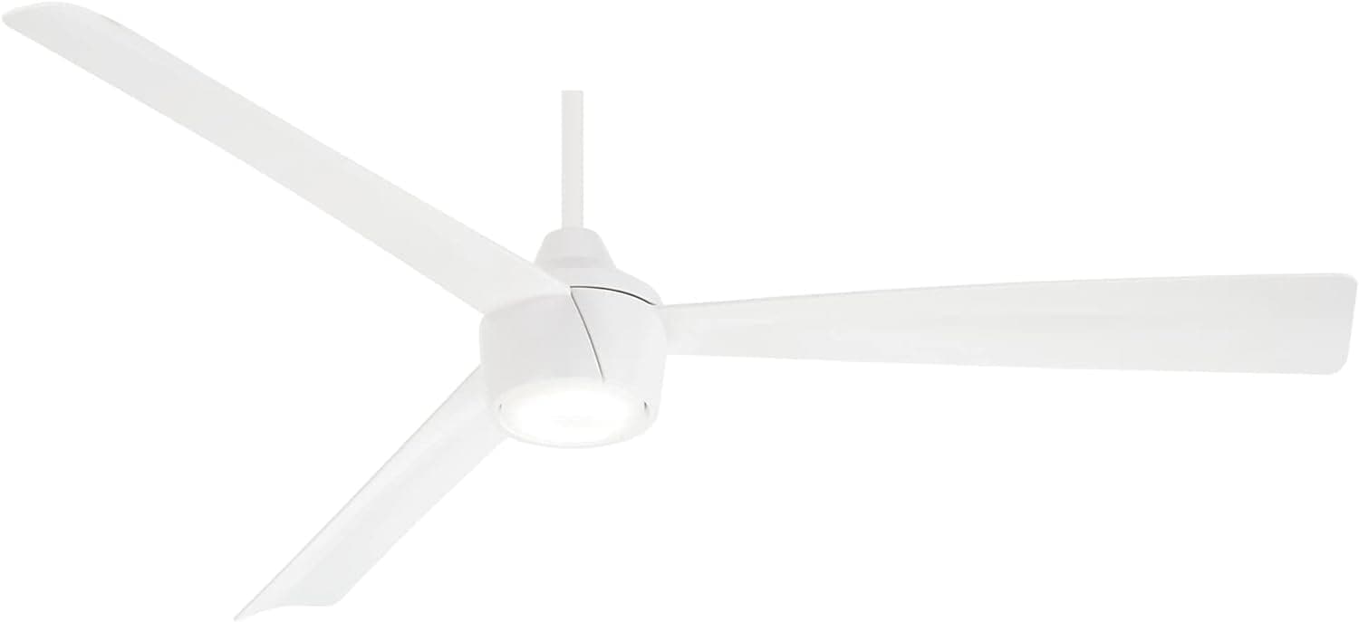 56 in. White Ceiling Fan with Recessed Ceiling Fan LED Light, Flat Ceiling Fans-1-ErisView