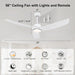 56 in. White Modern Ceiling Fan with Remote Control and APP Control, Reversible Ceiling Fans for Patio Living Room-2-ErisView