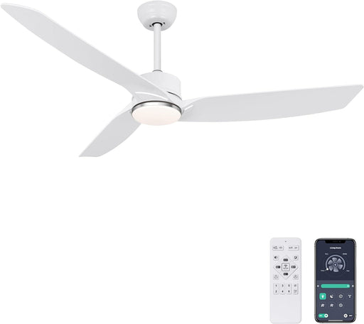 56 in. White Modern Ceiling Fan with Remote Control and APP Control, Reversible Ceiling Fans for Patio Living Room-1-ErisView