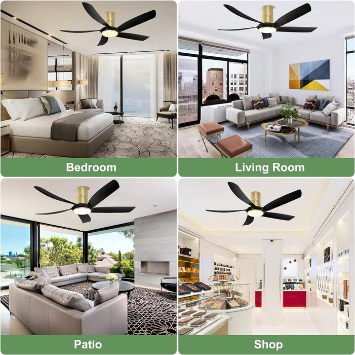 58 in. Ceiling Fan with Low Profile Light, APP and Remote Control Flush Mount Outdoor Ceiling Fans, Modern Ceiling Fan for Living Room Fan, Patio Fans-2-ErisView