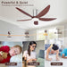 58 in. Outdoor Ceiling Fan with Light APP Control, 5 Blade Flush Mount Outdoor Ceiling Fan for Patio, Low Profile Ceiling Fan for Living Room -5-ErisView