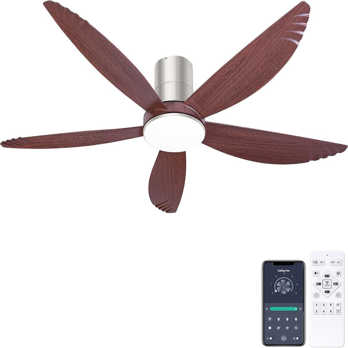 58 in. Outdoor Ceiling Fan with Light APP Control, 5 Blade Flush Mount Outdoor Ceiling Fan for Patio, Low Profile Ceiling Fan for Living Room -1-ErisView