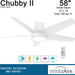 58 in. Outdoor Hugger Ceiling Fans with LED Lights and Remote Control, White Outdoor Ceiling Fans with Light-4-ErisView