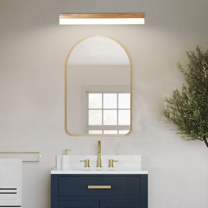 Wooden LED Vanity Mirror Light with Acrylic Shade - Bathroom Wall Lamp