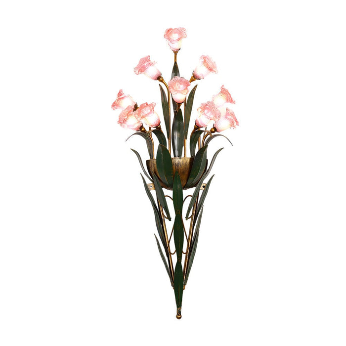 Bouquet Flowers Leaves 3 Step Dimming Pastoral American Style Wall Lamp