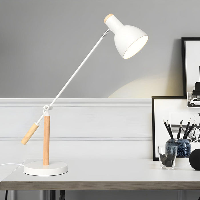 Rotatable Wood Metal Reading Table Lamp