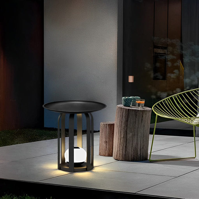 Round RGB Waterproof Flower Stand Tea Table Modern Solar Outdoor Light