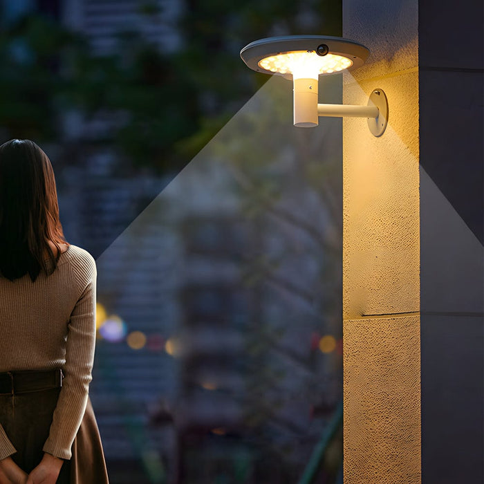 Modern Mushroom LED Solar Wall Light with Dual Motion Sensors - Gray