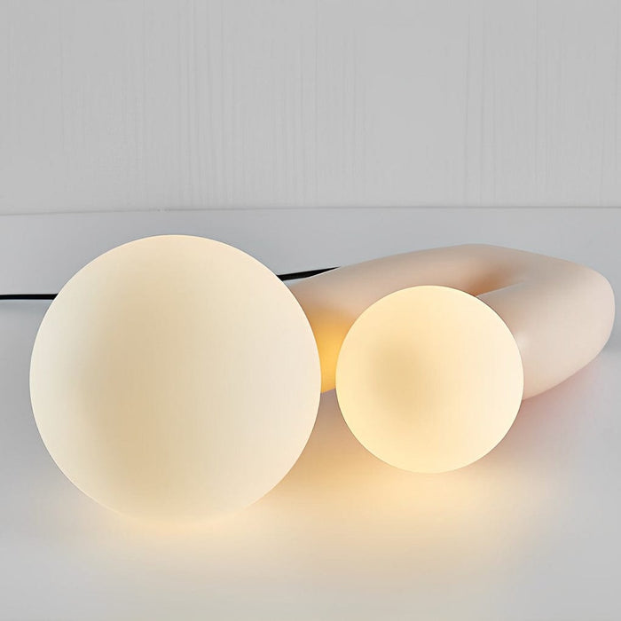 2-Light Pink Resin Smooth Oo Table Lamp Cactus LED Bedside Light