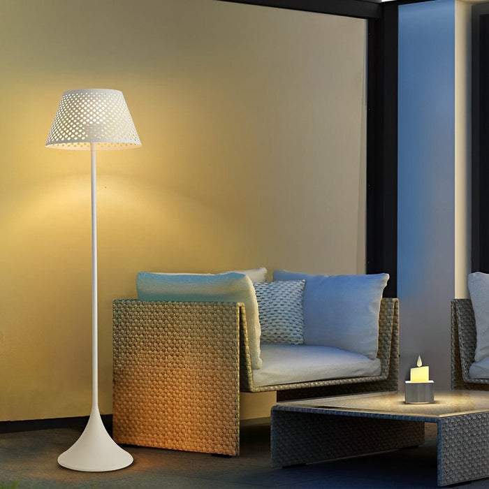 67'' Mesh Stainless Steel Perforated Outdoor Floor Lamp Solar Powered Standing Lamp