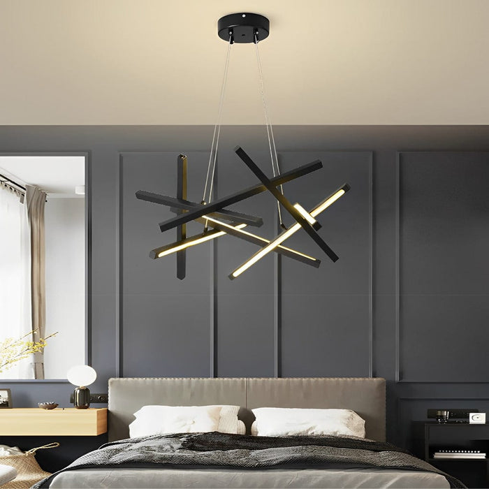 Modern LED Sputnik Stick Chandelier White Kitchen Dining Room Lighting