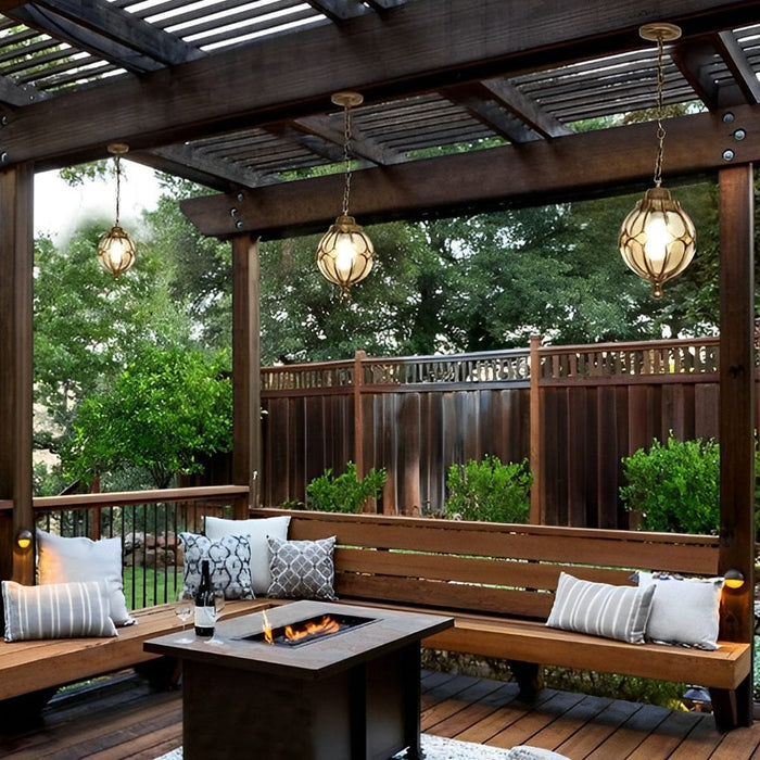 Glass Ball Aluminum Waterproof American Style Outdoor Chandelier Light