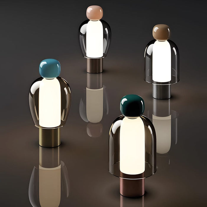 Clear Glass Rechargeable Battery Operated Easy Peasy Table Lamp LED Stepless Dimming Desk Light