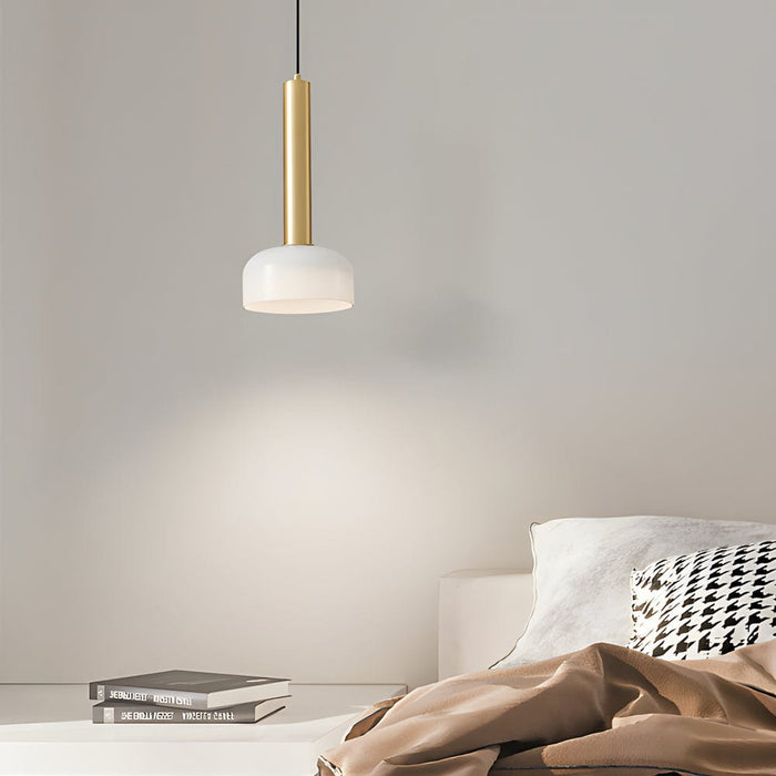 Modern Copper Tube 1-light White Glass Bowl Pendant Light