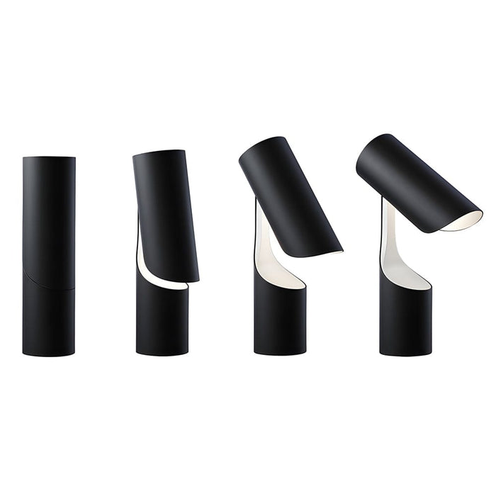 Nordic Black Adjustable LED Table Lamp Cylinder Metal Desk Night Light