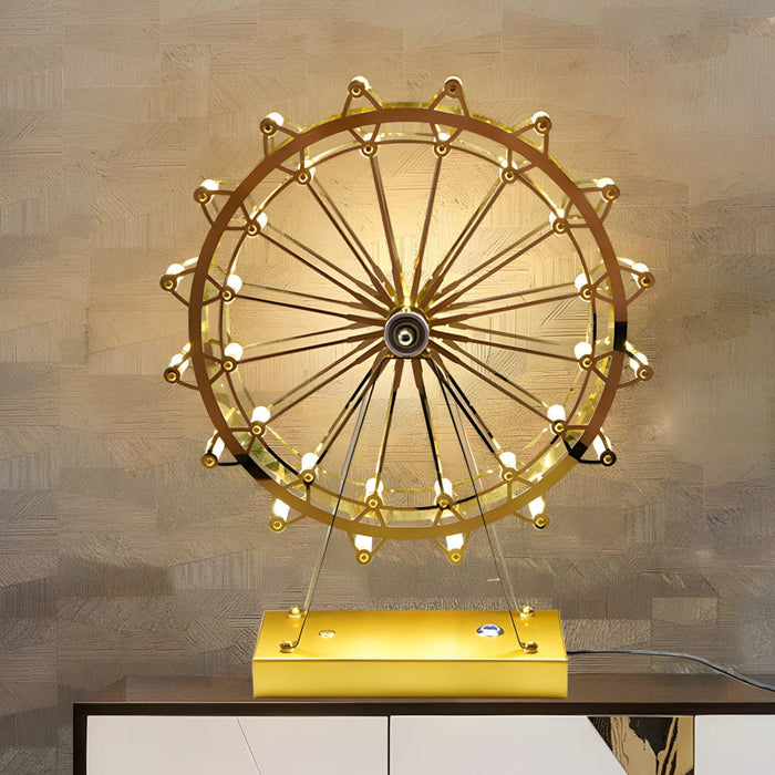 Iron Gold Ferris Wheel Table Lamp Integrated LED Touch Switch Desk Light