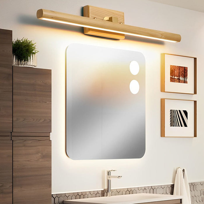 15''/23''/35'' Long Wood Strip 180° Rotatable Dimmable Vanity Light over Mirror