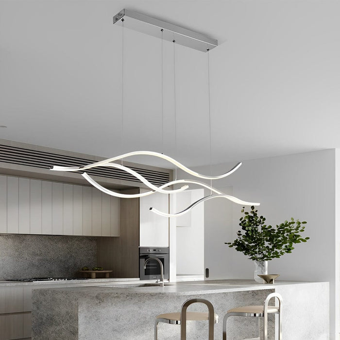 Modern Waves Shaped Island Chandelier Dining Room