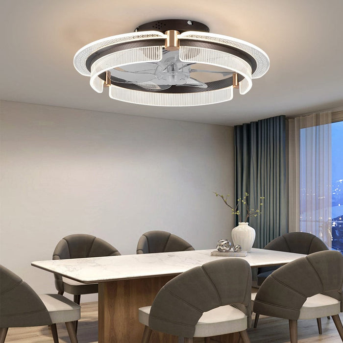 Round Mute Intelligent LED Creative Nordic Bladeless Ceiling Fans Light
