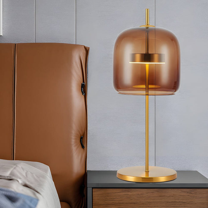 Jube Glass Lampshade table Lamp Smoky. Burned Earth Bedroom Lamp