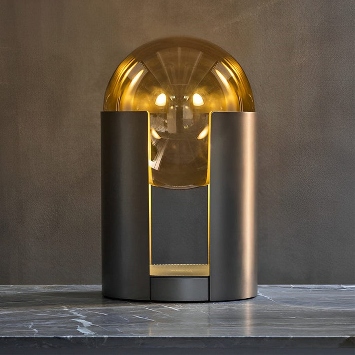 Dia 9.8'' Column Novelty Softwing Table Lamp with Amber Glass Ball shade