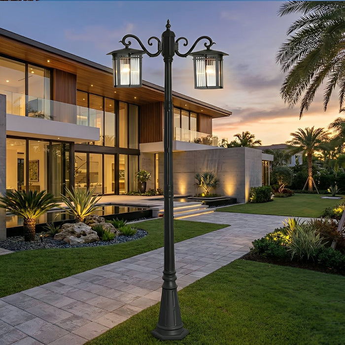 Outdoor LED Pathway Post Light, Classic Square Coach Lamp, Waterproof Die-cast Aluminum for Driveway/Courtyard
