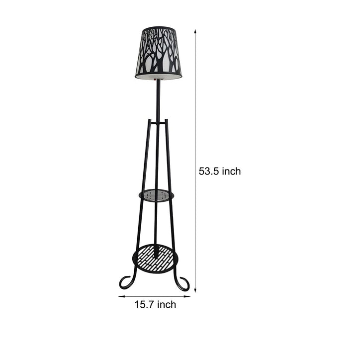 Modern Metal Solar Floor Lamp Outdoor with 2 Plant Stands