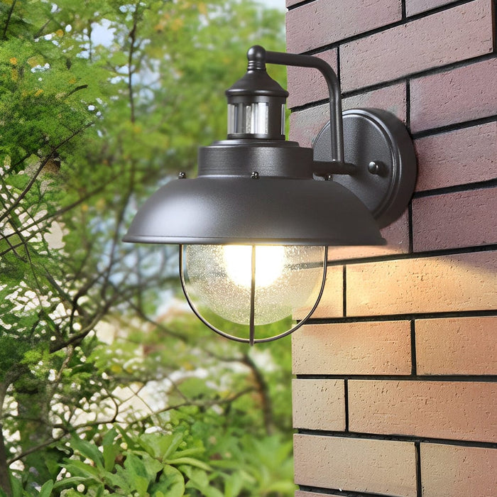 Antique Round Iron Bubbles Glass American Style Outdoor Wall Lights