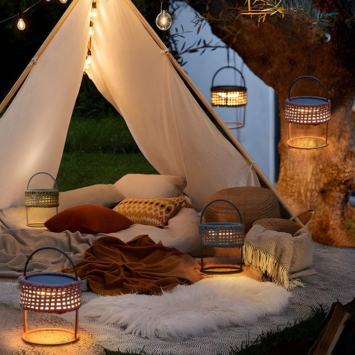 Portable Atmosphere Woven Lantern Waterproof LED Modern Solar Lights