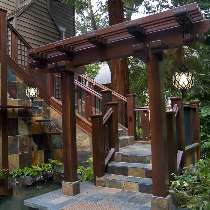 Waterproof Glass Ball Retro European Style Outdoor Chandelier