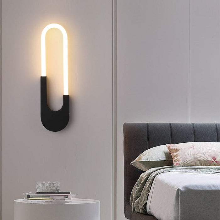 Modern Indoor Oval LED Wall Sconces - 16'' H. Gold/Black