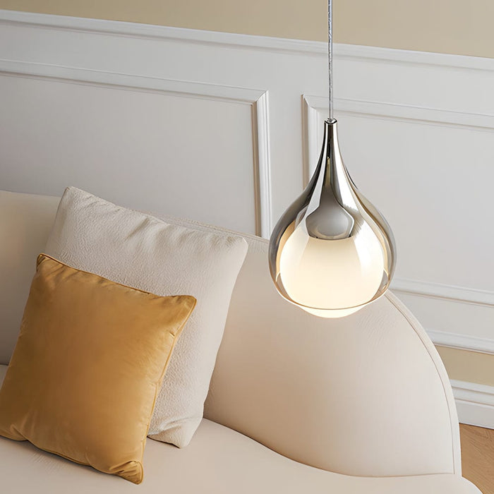 Modern 1-Light Teardrop Droplet Glass Pendant Light. Adjustable Height