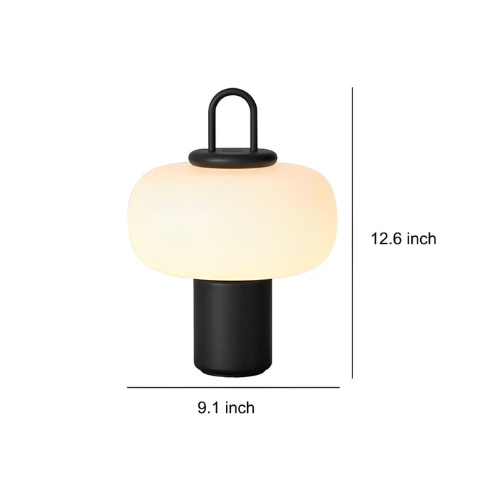 Modern Milk Glass UNA Orb Opal Table Lamp With Loop Handle Portable Luminaire