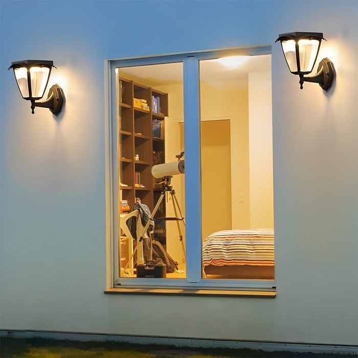 Square Dimmable LED Intelligent Black Modern Solar Outdoor Wall Lights