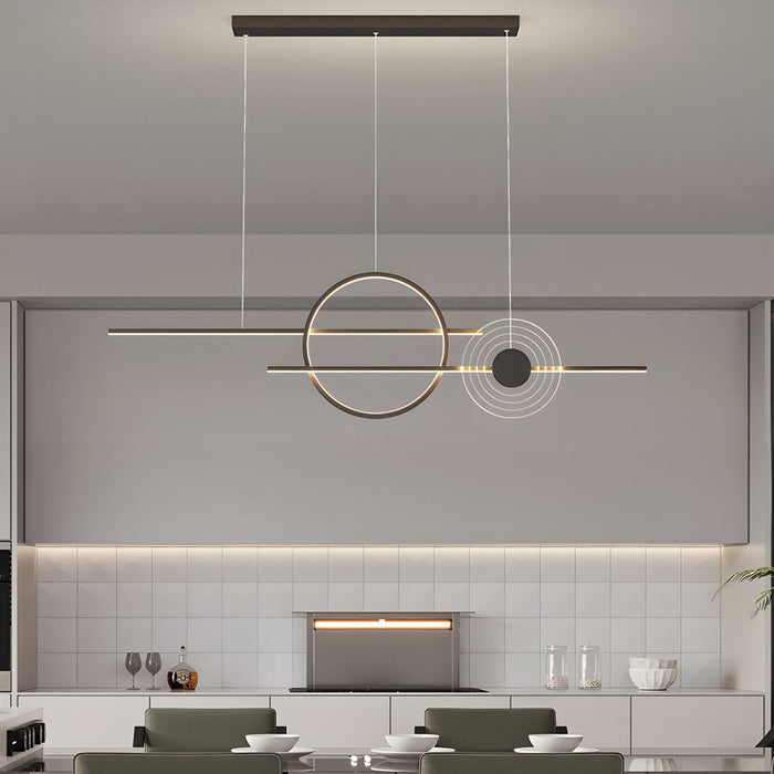 39.4'' Dimmable Ring Linear LED Island Chandeliers for Dining Room. Black/White