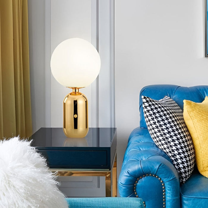 1-Light Hand Blown Glass Aballs Table Lamp Electroplate Nordic Bedside Light