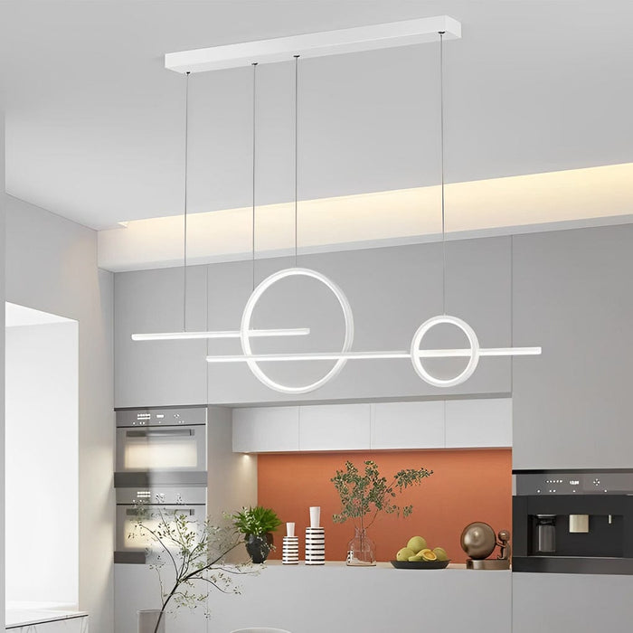 Long Strip Circles Three Step Dimming Stepless Dimmable LED Chandelier