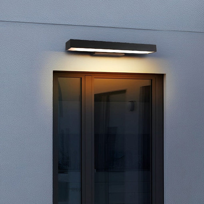 Rectangular Minimalism Waterproof Motion Sensor Black Modern Wall Lamp