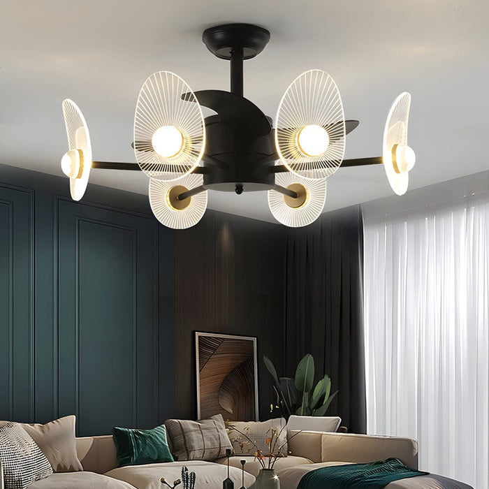 31-In Black Round Acrylic Ceiling Fan with Light and Remote. 3 Blades