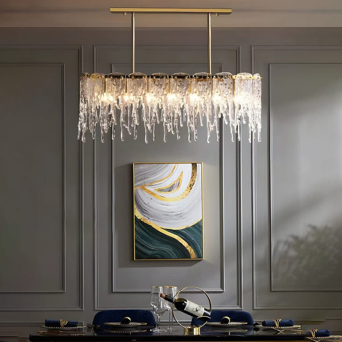 7/10-Light Luxury Glass Decor Icicles Droplet Crystal Chandelier. 3-Step Dimming